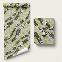 Olive Tahiti Tiare Monstera Wrapping Paper Polynesian Pattern Curve Style - Polynesian Pride