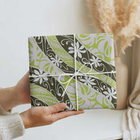 Olive Tahiti Tiare Monstera Wrapping Paper Polynesian Pattern Curve Style - Polynesian Pride