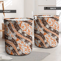 Puatou Tahiti Tiare Monstera Laundry Basket Polynesian Pattern Curve Style - Polynesian Pride