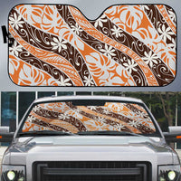 Puatou Tahiti Tiare Monstera Auto Sun Shade Polynesian Pattern Curve Style - Polynesian Pride
