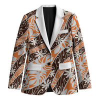 Puatou Tahiti Tiare Monstera Blazer Polynesian Pattern Curve Style - Polynesian Pride