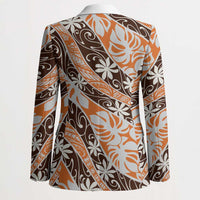 Puatou Tahiti Tiare Monstera Blazer Polynesian Pattern Curve Style - Polynesian Pride
