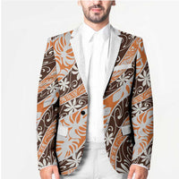 Puatou Tahiti Tiare Monstera Blazer Polynesian Pattern Curve Style - Polynesian Pride