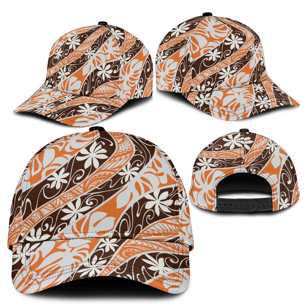 Puatou Tahiti Tiare Monstera Classic Cap Polynesian Pattern Curve Style - Polynesian Pride