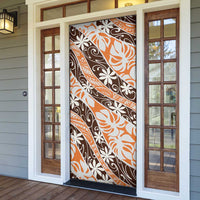 Puatou Tahiti Tiare Monstera Door Cover Polynesian Pattern Curve Style - Polynesian Pride