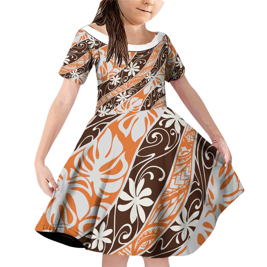 Puatou Tahiti Tiare Monstera Family Matching Off Shoulder Short Dress and Hawaiian Shirt Polynesian Pattern Curve Style - Polynesian Pride