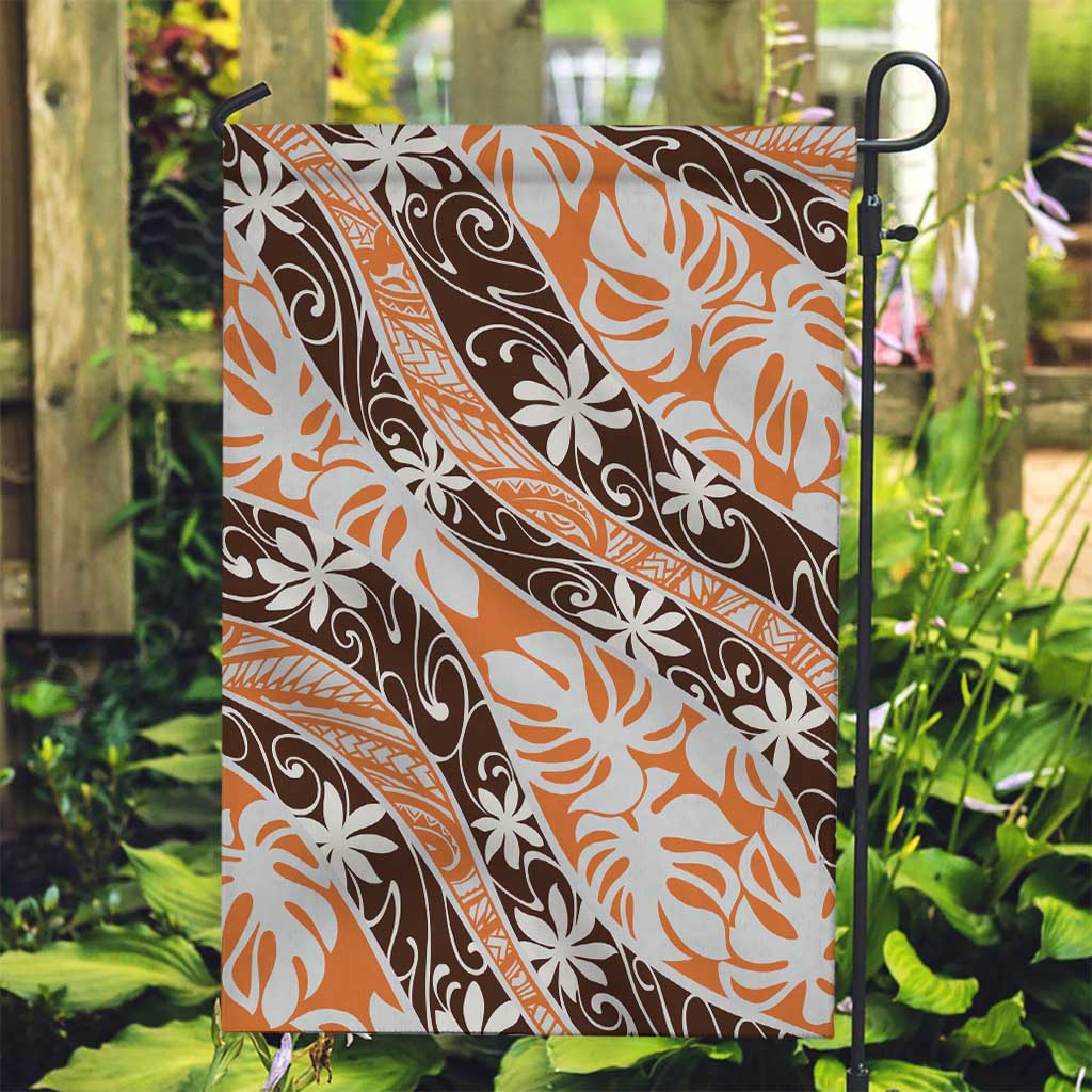 Puatou Tahiti Tiare Monstera Garden Flag Polynesian Pattern Curve Style - Polynesian Pride