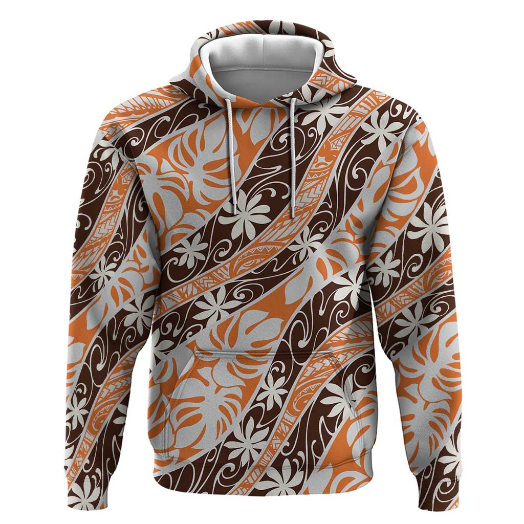 Puatou Tahiti Tiare Monstera Hoodie Polynesian Pattern Curve Style - Polynesian Pride
