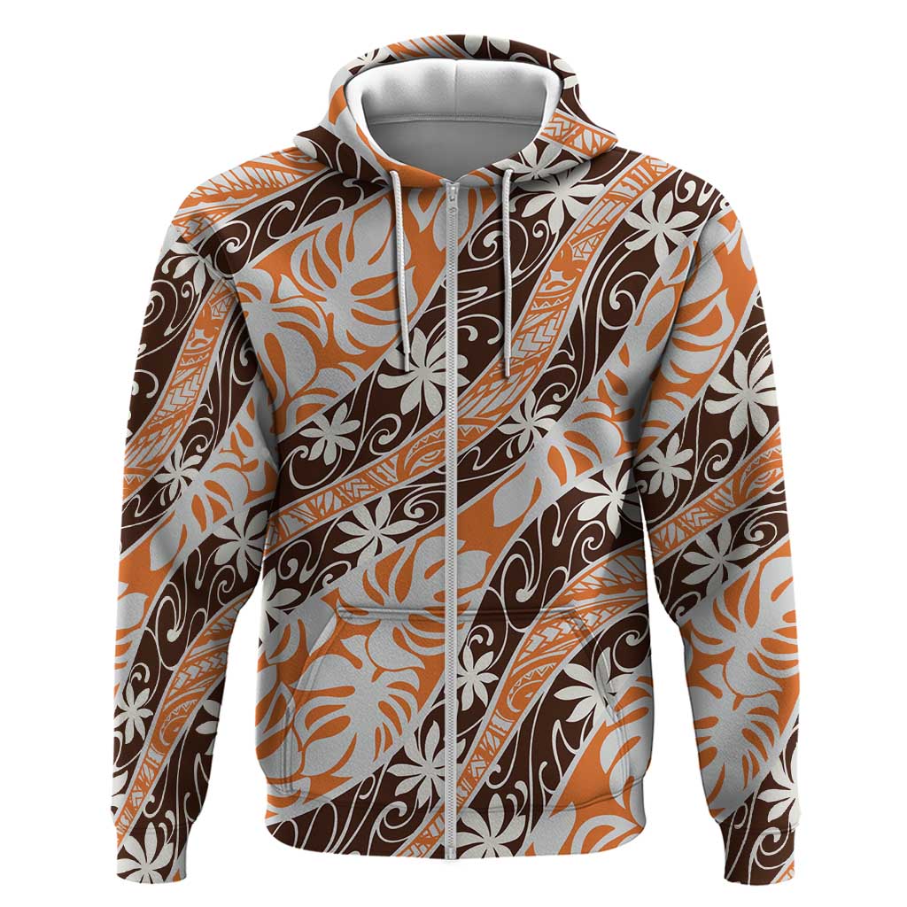 Puatou Tahiti Tiare Monstera Hoodie Polynesian Pattern Curve Style - Polynesian Pride