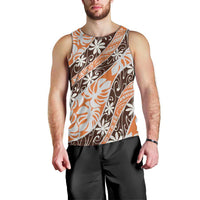 Puatou Tahiti Tiare Monstera Men Tank Top Polynesian Pattern Curve Style - Polynesian Pride