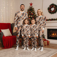 Puatou Tahiti Tiare Monstera Christmas Pajama Set Polynesian Pattern Curve Style - Polynesian Pride