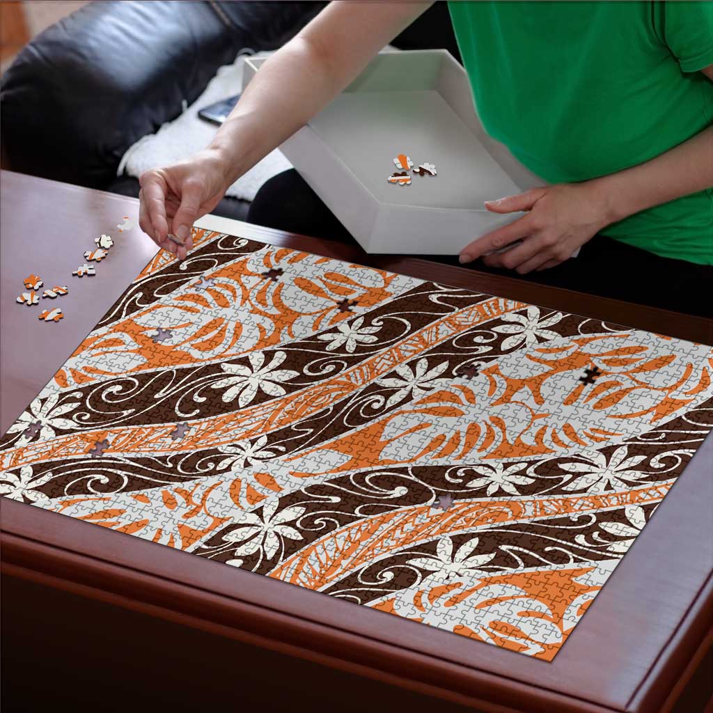 Puatou Tahiti Tiare Monstera Puzzle Polynesian Pattern Curve Style - Polynesian Pride
