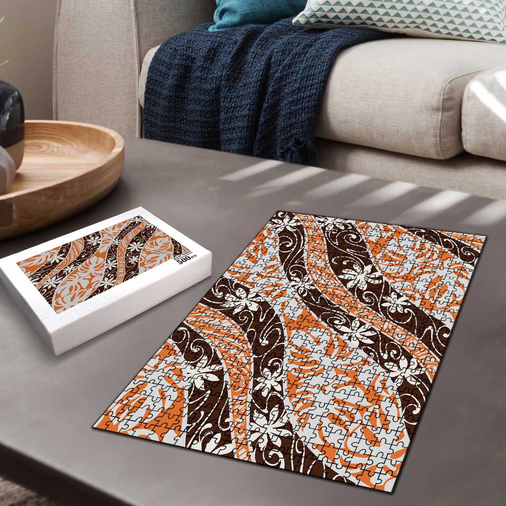 Puatou Tahiti Tiare Monstera Puzzle Polynesian Pattern Curve Style - Polynesian Pride