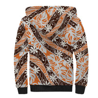 Puatou Tahiti Tiare Monstera Sherpa Hoodie Polynesian Pattern Curve Style - Polynesian Pride