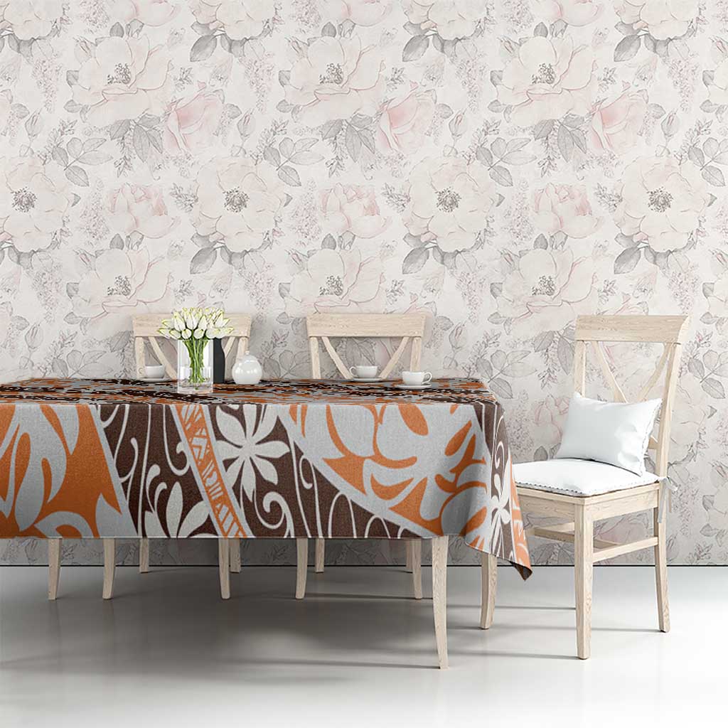 Puatou Tahiti Tiare Monstera Tablecloth Polynesian Pattern Curve Style - Polynesian Pride