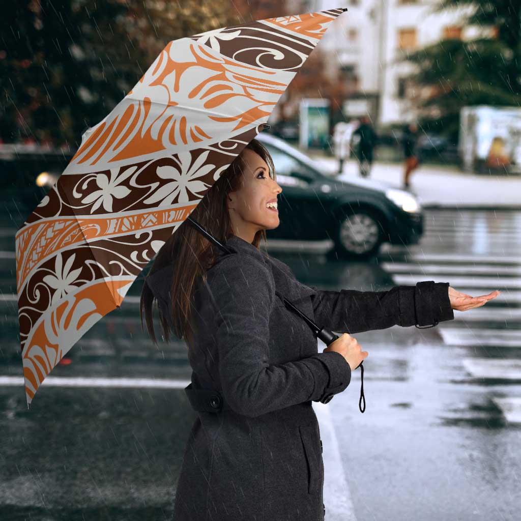 Puatou Tahiti Tiare Monstera Umbrella Polynesian Pattern Curve Style - Polynesian Pride