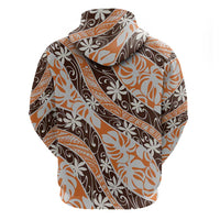 Puatou Tahiti Tiare Monstera Zip Hoodie Polynesian Pattern Curve Style - Polynesian Pride