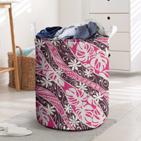 Tarona Tahiti Tiare Monstera Laundry Basket Polynesian Pattern Curve Style - Polynesian Pride
