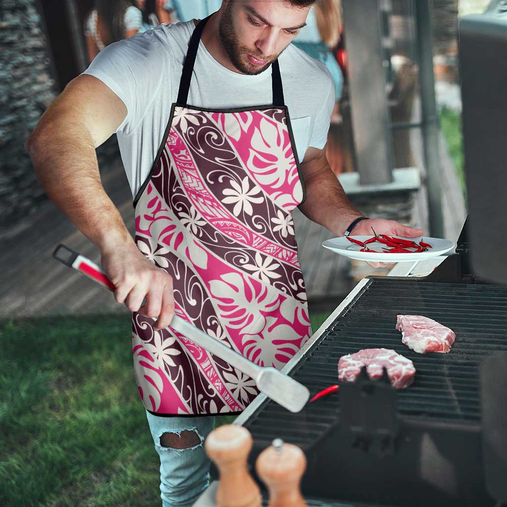 Tarona Tahiti Tiare Monstera Apron Polynesian Pattern Curve Style - Polynesian Pride