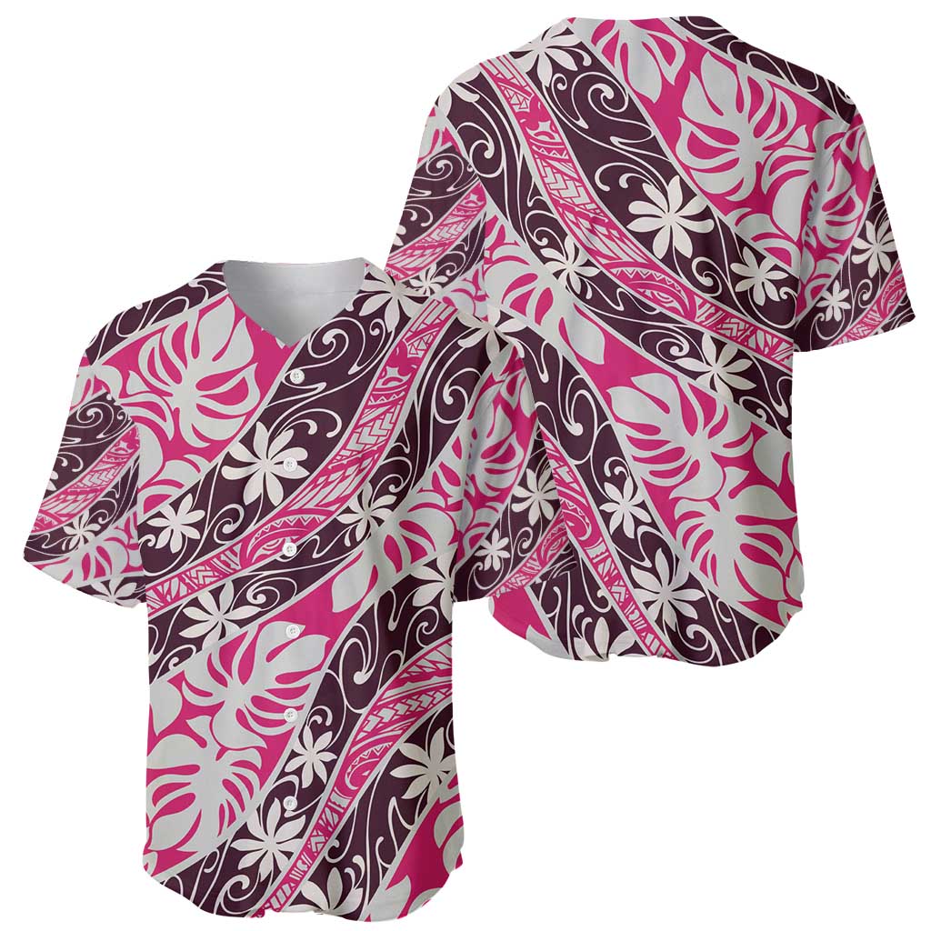 Tarona Tahiti Tiare Monstera Baseball Jersey Polynesian Pattern Curve Style - Polynesian Pride