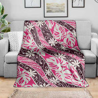 Tarona Tahiti Tiare Monstera Blanket Polynesian Pattern Curve Style - Polynesian Pride