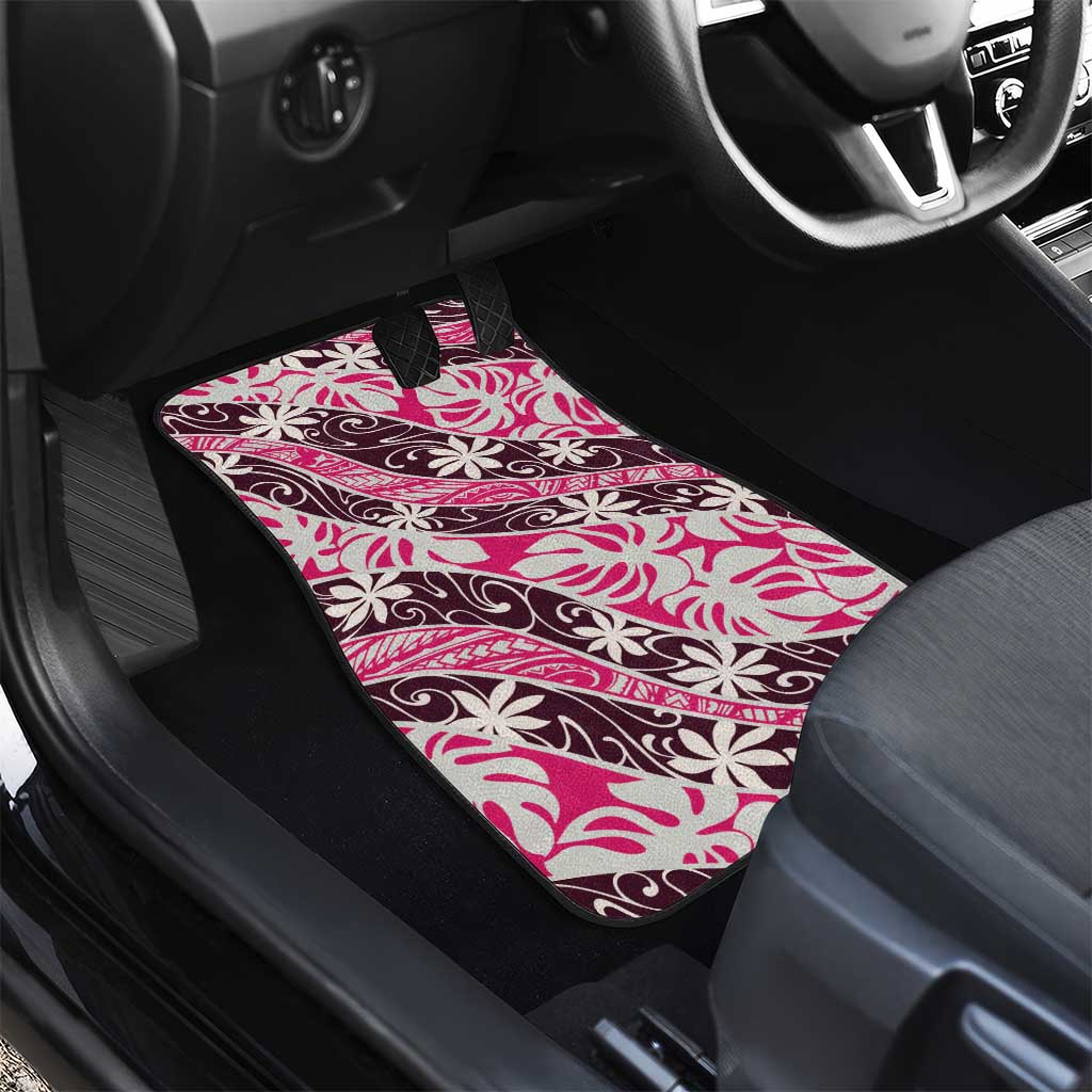 Tarona Tahiti Tiare Monstera Car Mats Polynesian Pattern Curve Style - Polynesian Pride