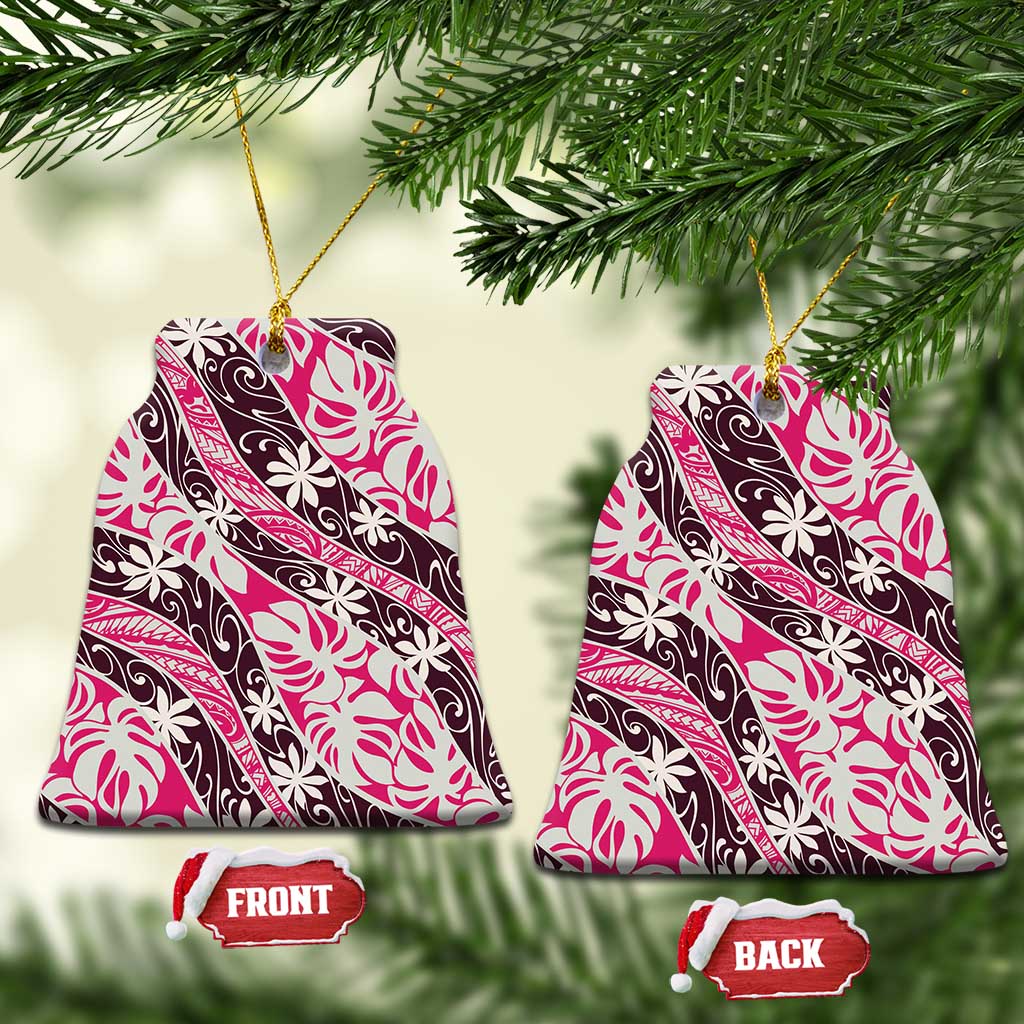 Tarona Tahiti Tiare Monstera Ceramic Ornament Polynesian Pattern Curve Style - Polynesian Pride