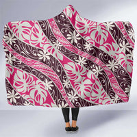 Tarona Tahiti Tiare Monstera Hooded Blanket Polynesian Pattern Curve Style - Polynesian Pride