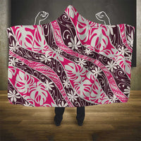 Tarona Tahiti Tiare Monstera Hooded Blanket Polynesian Pattern Curve Style - Polynesian Pride