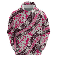 Tarona Tahiti Tiare Monstera Hoodie Polynesian Pattern Curve Style - Polynesian Pride