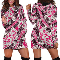 Tarona Tahiti Tiare Monstera Hoodie Dress Polynesian Pattern Curve Style - Polynesian Pride