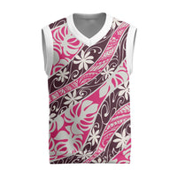 Tarona Tahiti Tiare Monstera Christmas Knitted V-Neck Vest Polynesian Pattern Curve Style - Polynesian Pride