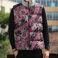 Tarona Tahiti Tiare Monstera Sleeveless Puffer Jacket Polynesian Pattern Curve Style - Polynesian Pride