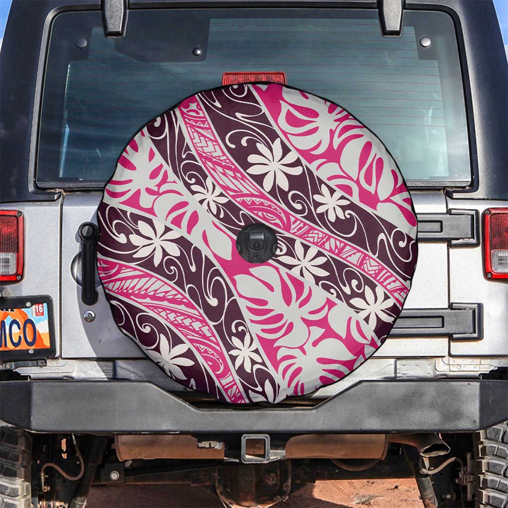 Tarona Tahiti Tiare Monstera Spare Tire Cover Polynesian Pattern Curve Style - Polynesian Pride