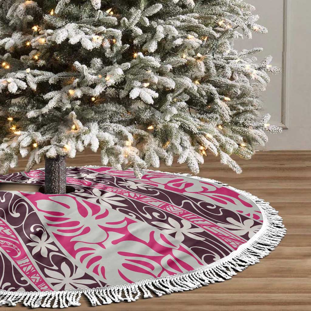 Tarona Tahiti Tiare Monstera Tree Skirt Polynesian Pattern Curve Style - Polynesian Pride