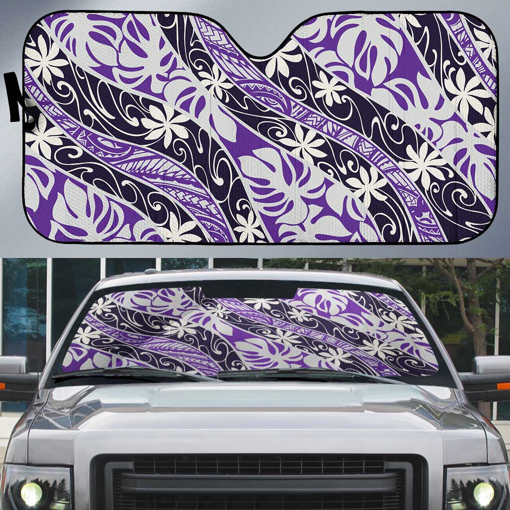 Vareau Tahiti Tiare Monstera Auto Sun Shade Polynesian Pattern Curve Style - Polynesian Pride