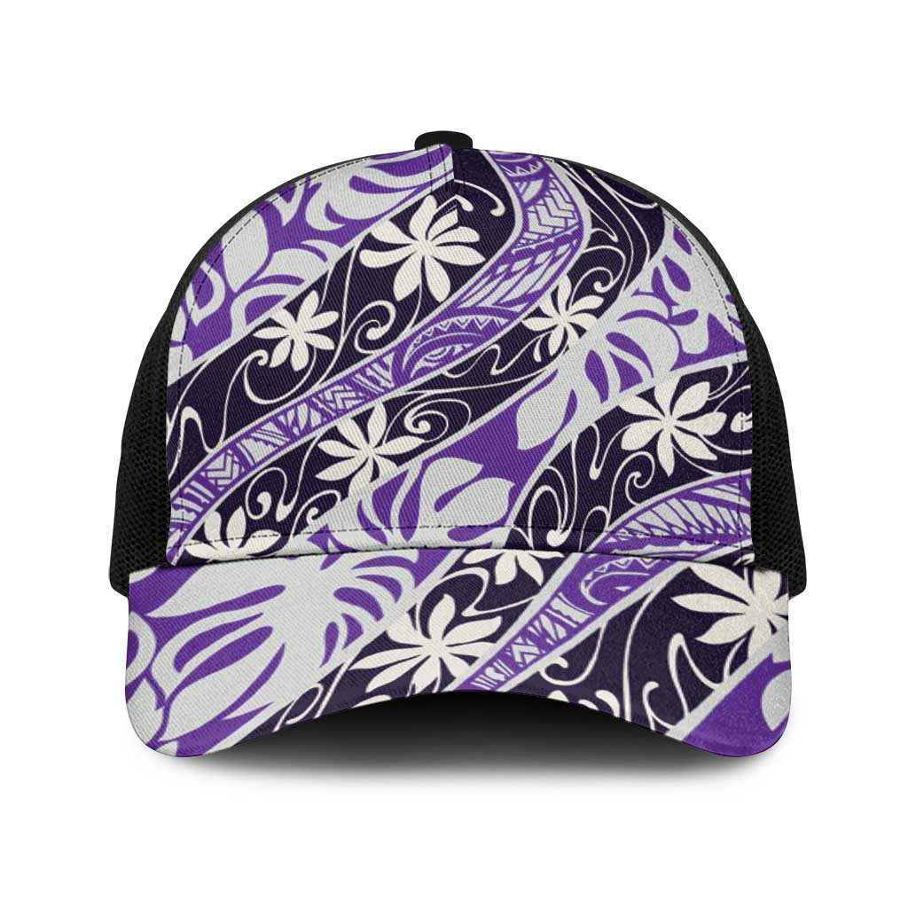 Vareau Tahiti Tiare Monstera Baseball Net Cap Polynesian Pattern Curve Style - Polynesian Pride
