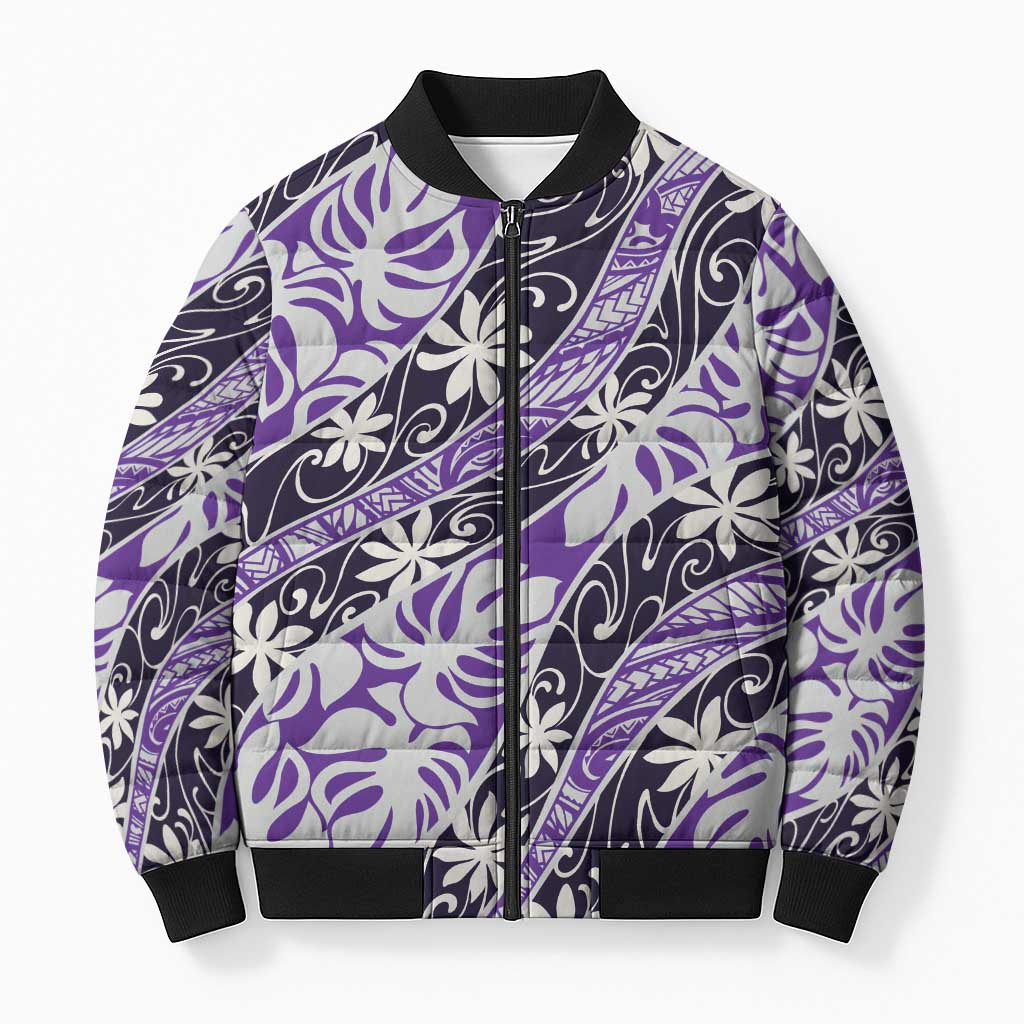 Vareau Tahiti Tiare Monstera Bomber Puffer Jacket Polynesian Pattern Curve Style - Polynesian Pride