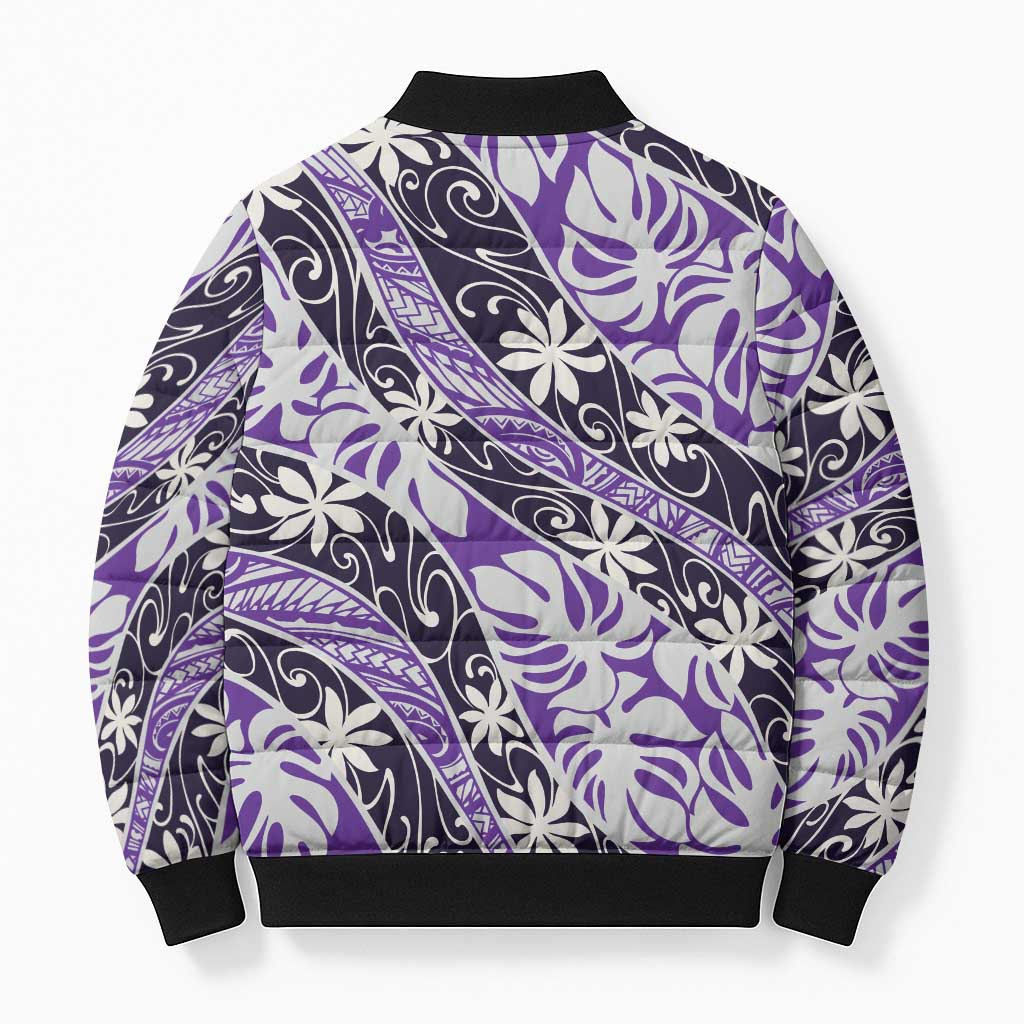 Vareau Tahiti Tiare Monstera Bomber Puffer Jacket Polynesian Pattern Curve Style - Polynesian Pride