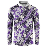 Vareau Tahiti Tiare Monstera Button Sweatshirt Polynesian Pattern Curve Style - Polynesian Pride