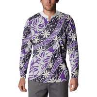 Vareau Tahiti Tiare Monstera Button Sweatshirt Polynesian Pattern Curve Style - Polynesian Pride