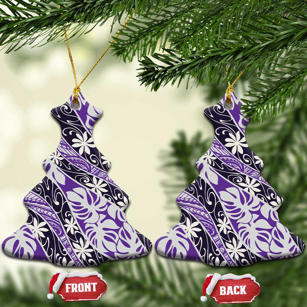 Vareau Tahiti Tiare Monstera Ceramic Ornament Polynesian Pattern Curve Style - Polynesian Pride