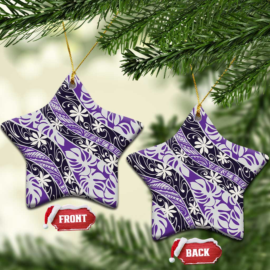 Vareau Tahiti Tiare Monstera Ceramic Ornament Polynesian Pattern Curve Style - Polynesian Pride