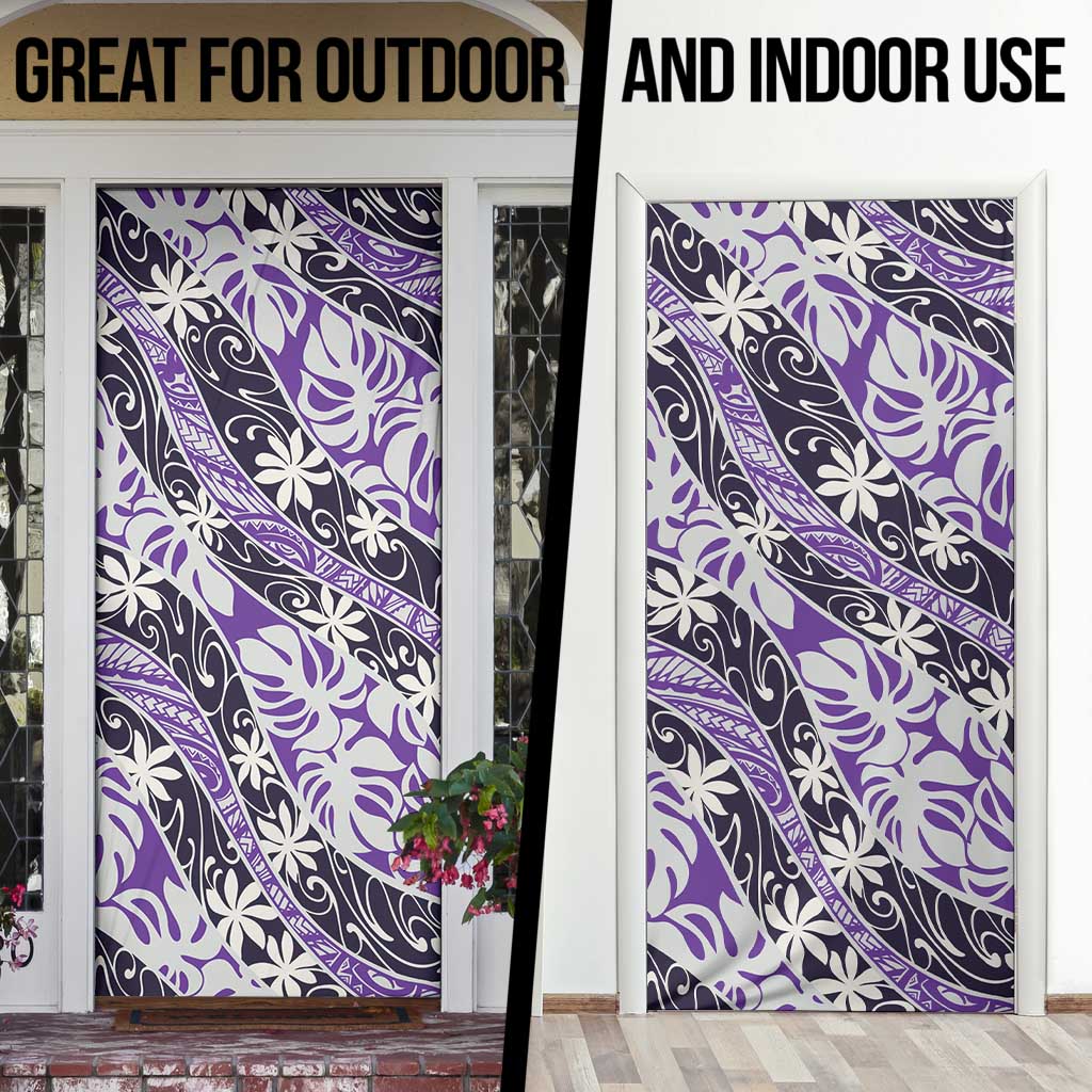 Vareau Tahiti Tiare Monstera Door Cover Polynesian Pattern Curve Style - Polynesian Pride