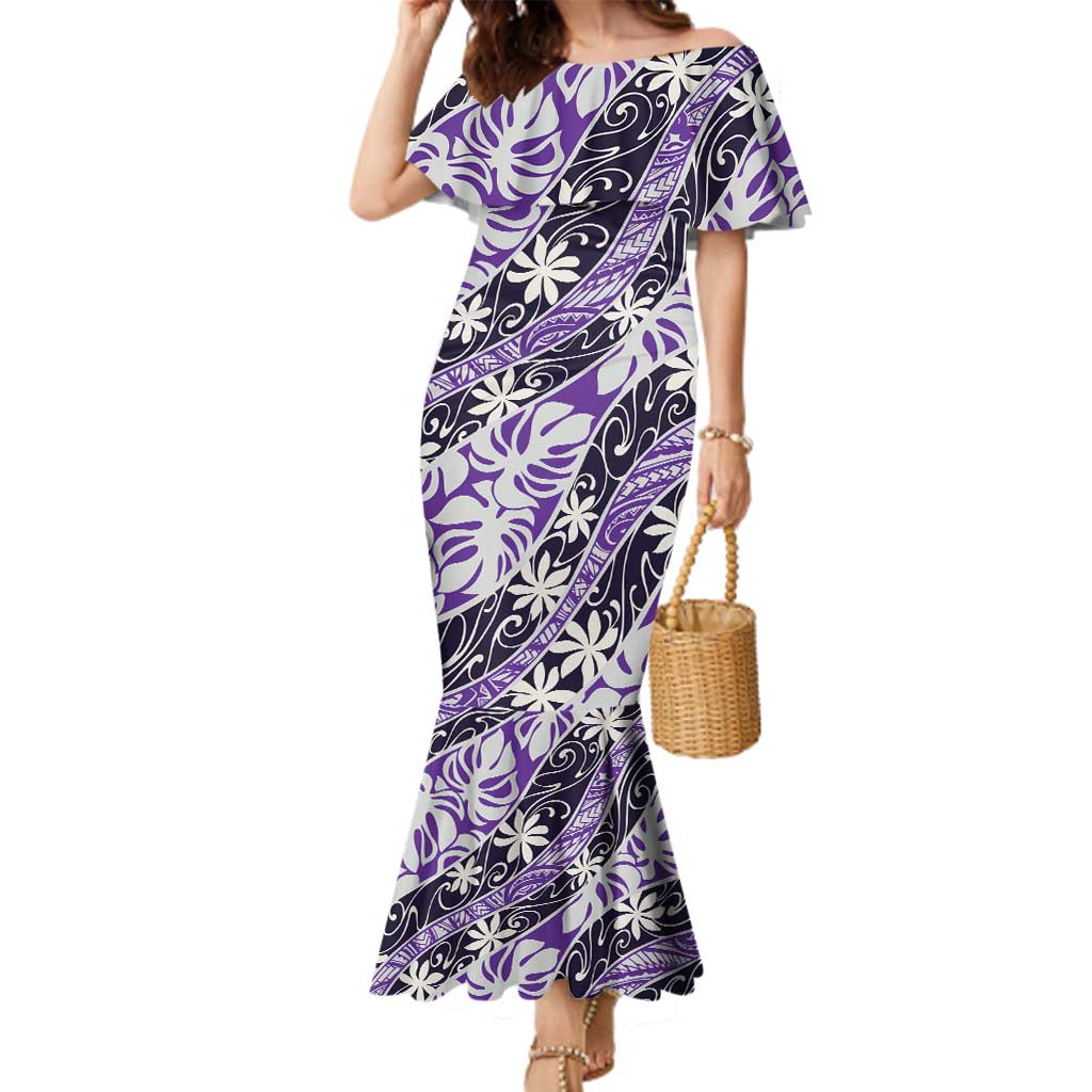 Vareau Tahiti Tiare Monstera Family Matching Mermaid Dress and Hawaiian Shirt Polynesian Pattern Curve Style - Polynesian Pride