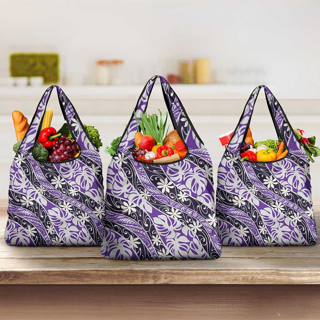 Vareau Tahiti Tiare Monstera Grocery Bag Polynesian Pattern Curve Style - Polynesian Pride