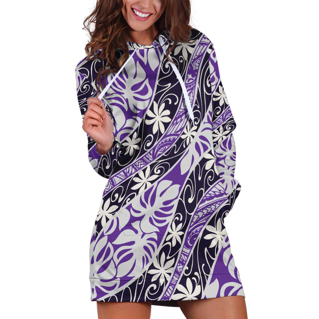 Vareau Tahiti Tiare Monstera Hoodie Dress Polynesian Pattern Curve Style - Polynesian Pride