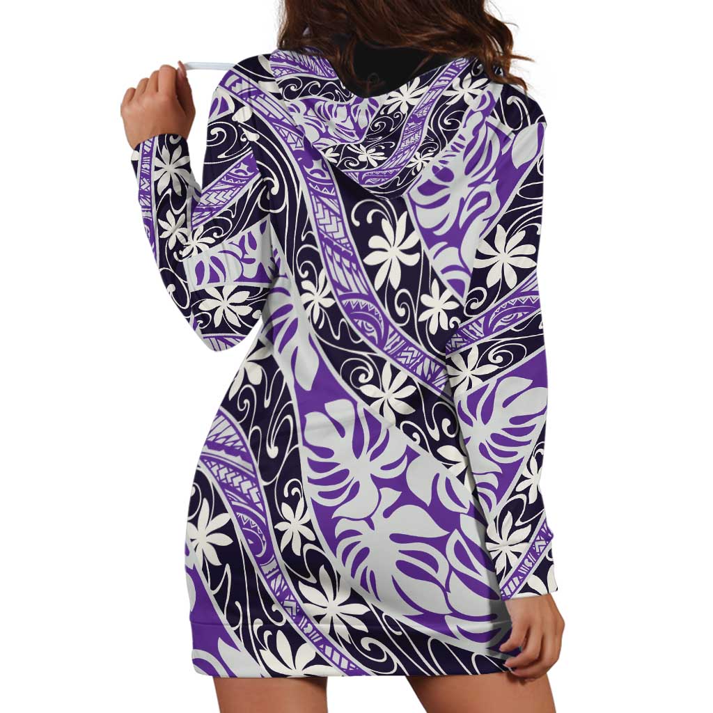 Vareau Tahiti Tiare Monstera Hoodie Dress Polynesian Pattern Curve Style - Polynesian Pride