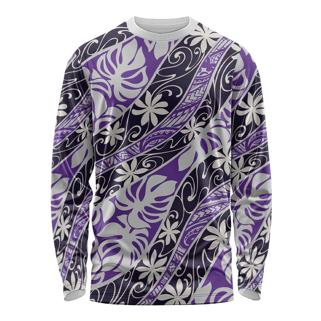 Vareau Tahiti Tiare Monstera Long Sleeve Shirt Polynesian Pattern Curve Style - Polynesian Pride