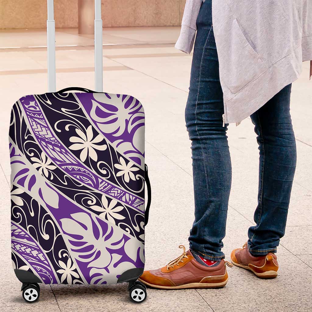 Vareau Tahiti Tiare Monstera Luggage Cover Polynesian Pattern Curve Style - Polynesian Pride